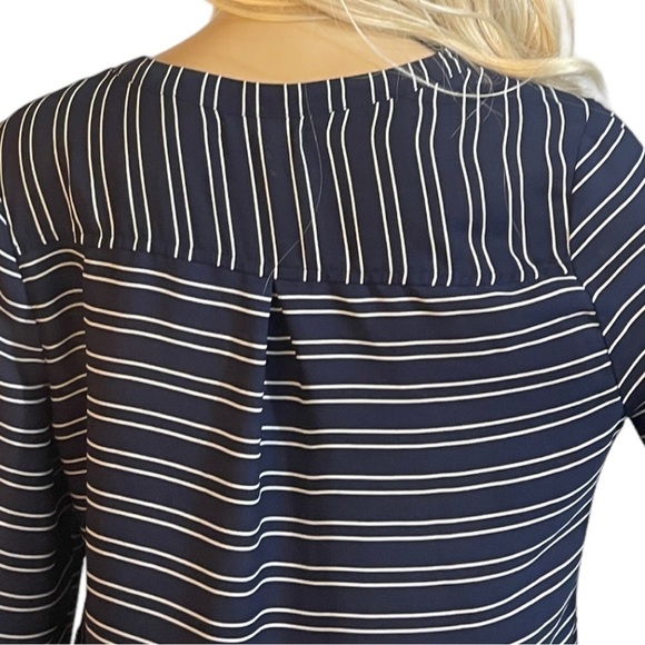 MAURICES Dark Blue and White Striped V-Neck Top - Picture 6 of 10